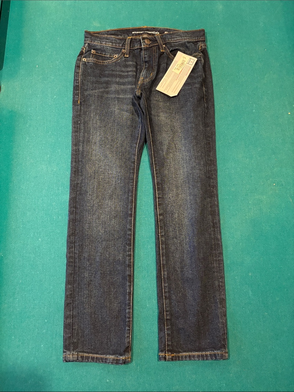NWT Amazon Esentials 28x28 Slim Mince Men Straight-Leg Jeans in Dark Blue Denim